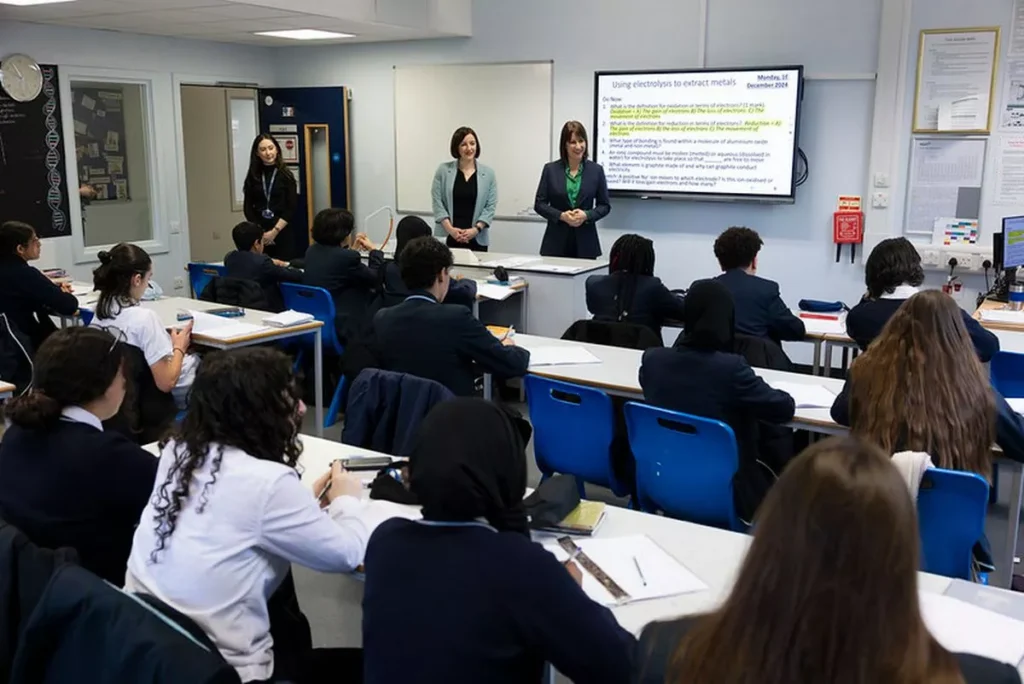 Chancellor Rachel Reeves and Education Secretary Bridget Phillipson speak to students ( Image: Kirsty O'Connor / Treasury)